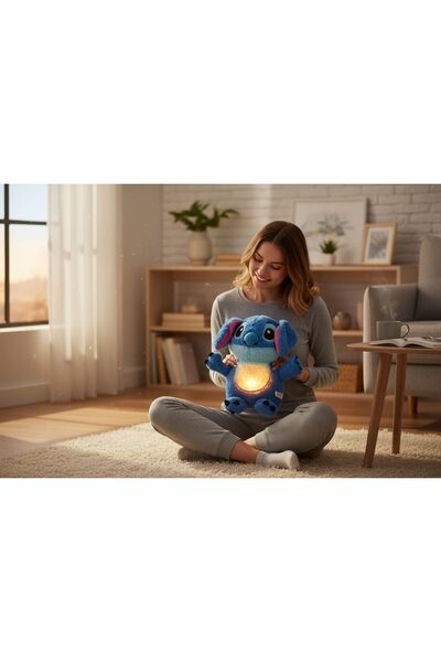 onestophube Stitch Nefes Alan Peluş 3 Fonksiyonel Işıklı & Müzikli Hareketli ...