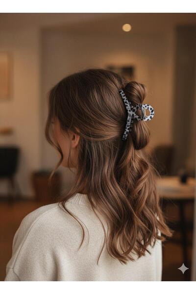 bettin tasarım Leopard Zebra Pattern Modern Curved Women Bone Hair Clip 11cm Durable Stylish Hair Holder