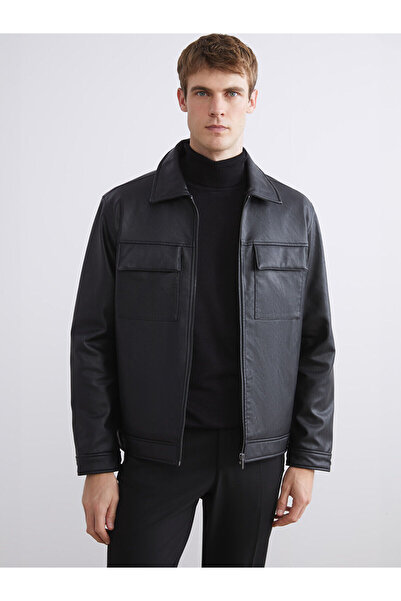 LC Waikiki Vizyon New Season Standard Fit Shirt Collar Men's Leather-Look Coat