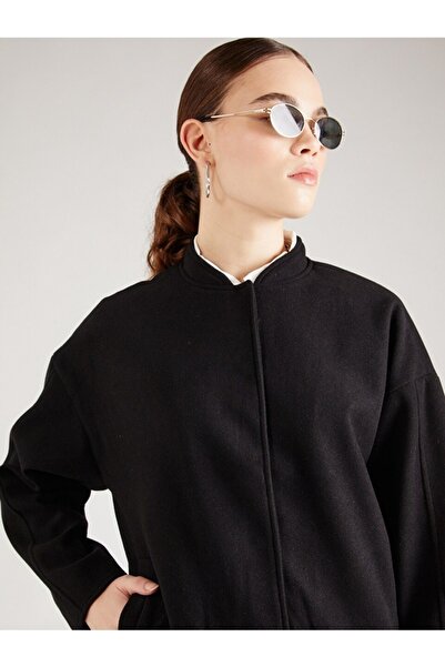 VILA Oversized bomber jacket in Visille fabric, Black, 44