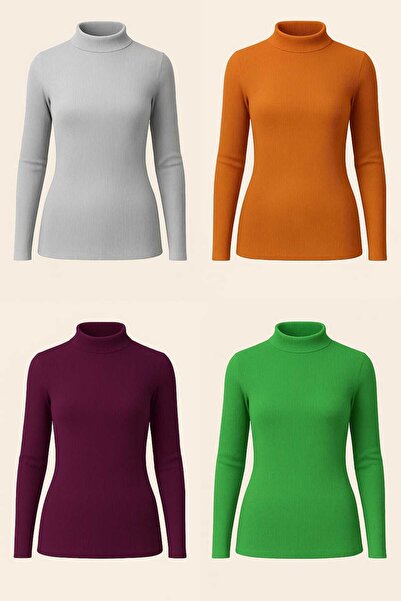 ANATOLIATEKSTILE Women's ribbed jacket, ONE SIZE (SL), short collar, Slim Fit, elastic knit - with long sleeves