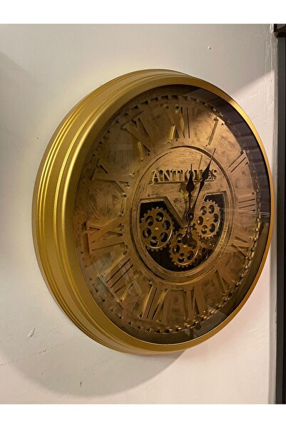 Zenba Design 80cm Bronz Antik Metal Duvar Saati