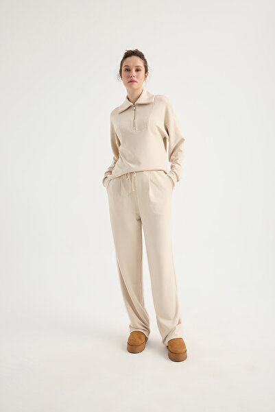 SEVİLEN Half Zipper Collar Modal Double Set