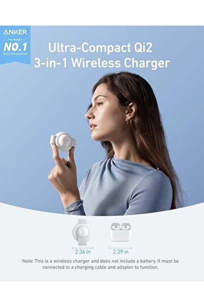 Anker شاحن السفر اللاسلكي القابل للطي MagGo 3 في 1 MagSafe Qi2 بقوة 15 وات (أسود)