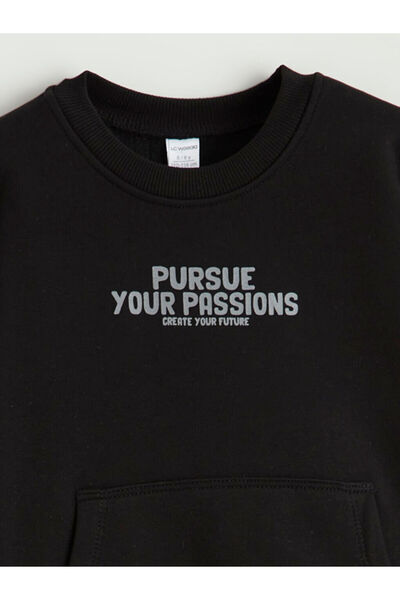 LC Waikiki Lcw Kids Black Boys' Thick Sweatshirt and Sweatpants