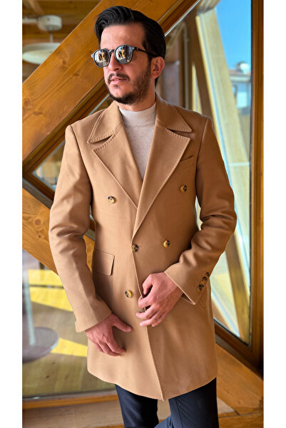 Avni Ceylan Camel Double Breasted Men's Cashmere Coat