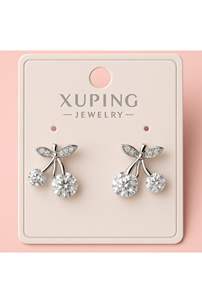 Lanuna Silver Color Stone Cherry Model Earrings