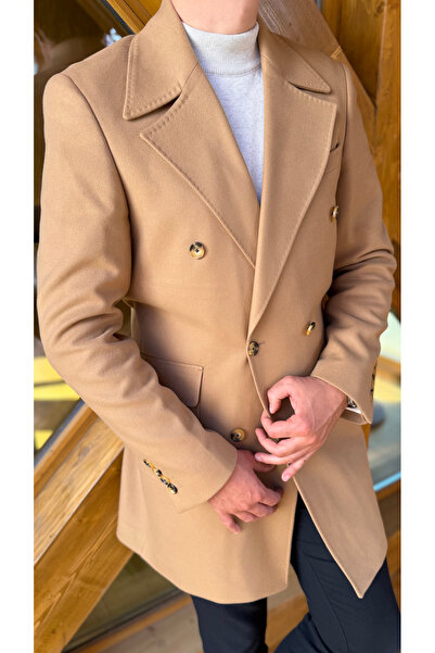 Avni Ceylan Camel Double Breasted Men's Cashmere Coat