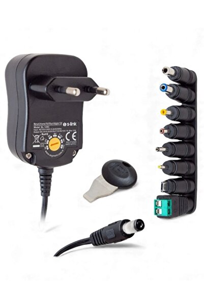 Axe Tools 3V–12V Ayarlı Adaptör – 1A Switch Mode Güç Kaynağı, 8 Uçlu Universal Plastik Kasa Adaptör