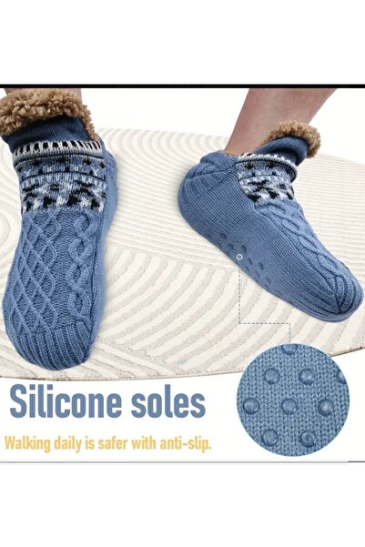 ORGANICYOU Jinan 1 Pair Men & Women Winter Warm Knitted Socks - Soft Thermal Anti-Slip Easy to Wear(L)