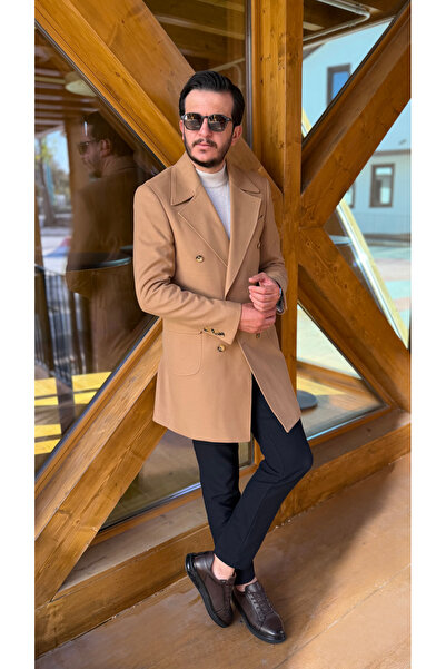 Avni Ceylan Camel Double Breasted Men's Cashmere Coat