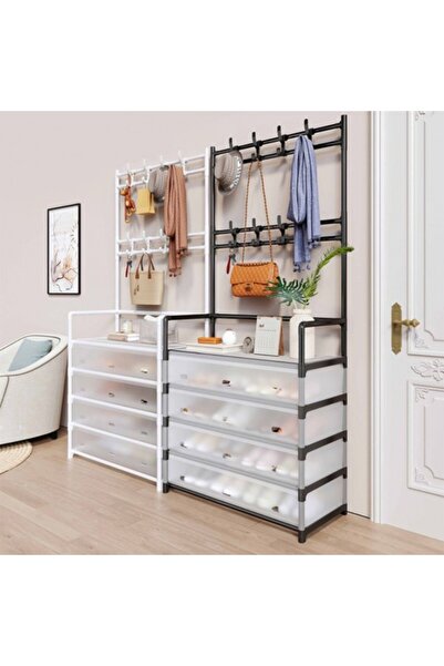UNİBOX Shoe Organizer, Clothes Hanger, 5 Shelves, Metal Frame, 168x35x80 cm, Storage Space