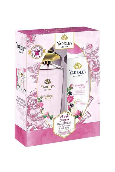 YARDLEY A set including English Rose EDT perfume and body spray 125ml + 150ml (Pack of 2)