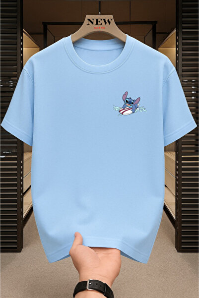 New Shine تي شيرت كبير الحجم مطبوع عليه غرزة