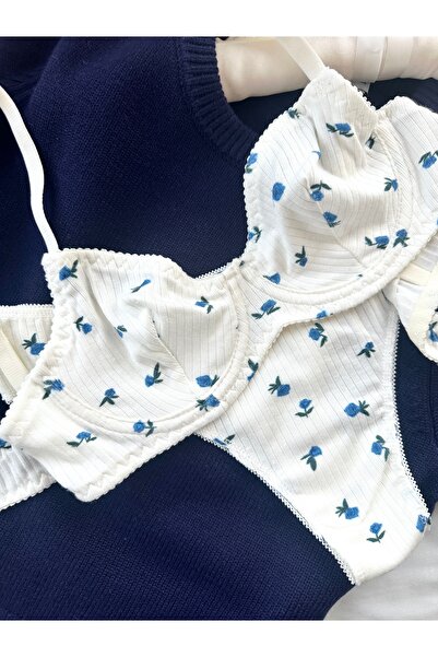 Feruzdesign White Bloomie Cotton Underwire Suit