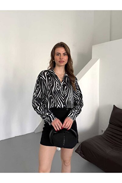 Milamia Cămașă din satin cu imprimeu digital pentru femei