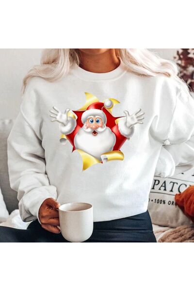 OEM White 100% Cotton Sweatshirt - Santa Claus