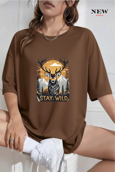 New Shine Μπλουζάκι Stay Wild με τύπωμα oversized
