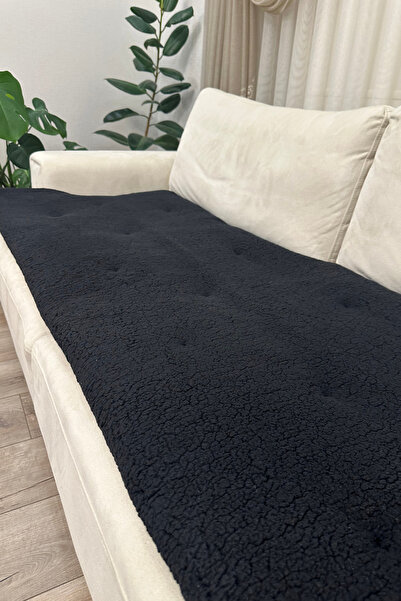 70x220 cm Peluş Koltuk Örtüsü, Ekru Koltuk Minderi, İçi Elyaf Dolgulu Yıkanabilir Koltuk Şiltesi