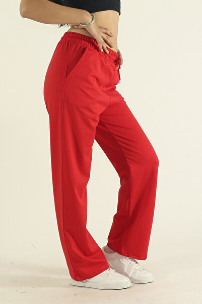 INFLUYENTE Women's Combed Cotton Fabric Stretch Fabric Wide Leg Elastic Waist Palazzo Sweatpants