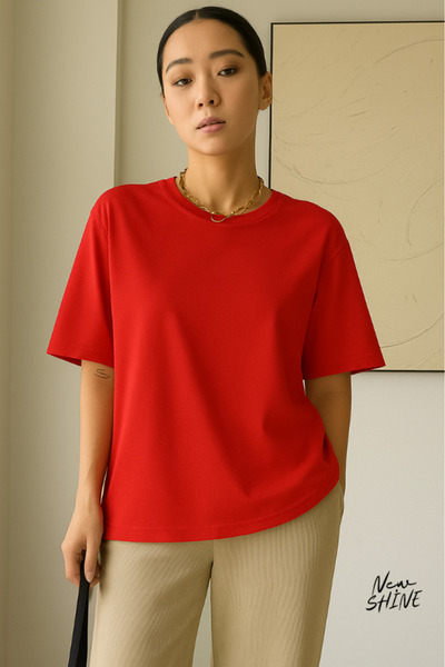 New Shine Μπλουζάκι Unisex oversized χωρίς στάμπα