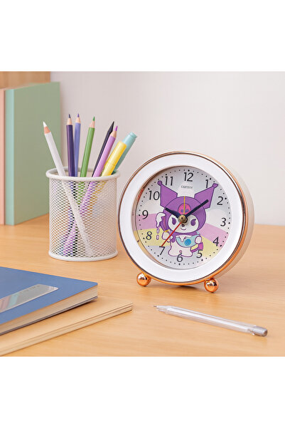 Livava Yuvarlak Kuromili Masa Saati Alarmlı, Beyaz, 10x10
