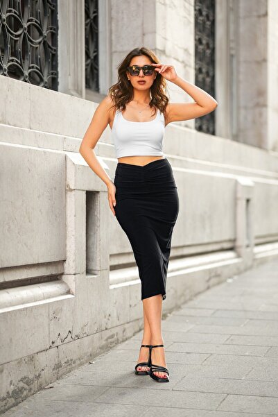 MAİMODA Midi Length Waist Draped Skirt