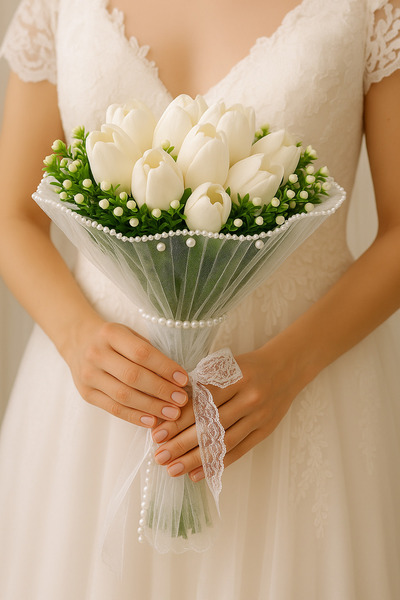 Bioren İNCİLİ CİPSOLU LALE GELİN ÇİÇEĞİ