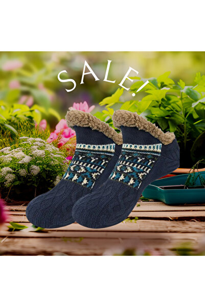 ORGANICYOU Yiwushi Winter Slipper Socks with Sherpa Lining for Men-Comfortable, Fluffy&Non-Slip Patterned Knit (L)