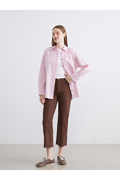 LC Waikiki Γυναικείο πουκάμισο ριγέ Oversize Poplin (W5)