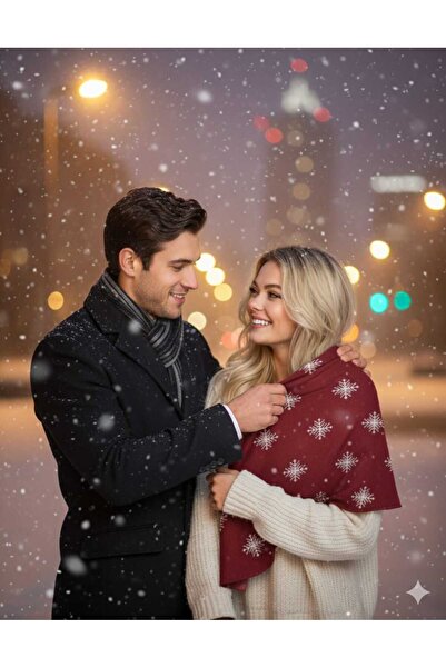 Mask Special Design Modern Women's Knitwear Shawl with Snowflake Motif – Soft Texture, Lightweight and Stylish (170X70 cm)