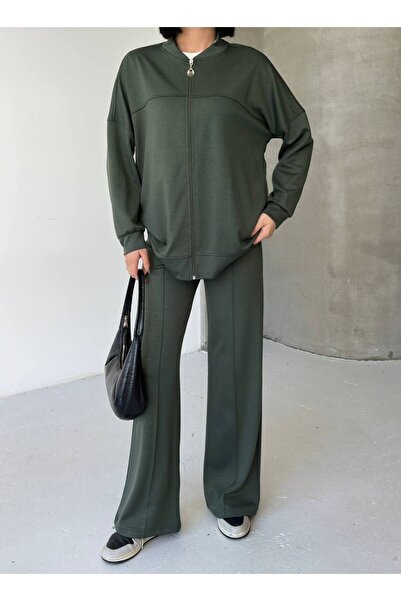 Tarzımızbir Zippered Modal Fabric Top and Bottom Hijab Set