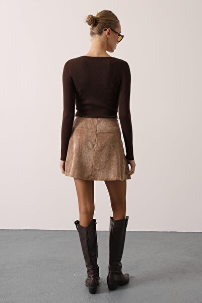 Secret Passion Lingerie Women's Button Detailed Velvet Mini Skirt 37181