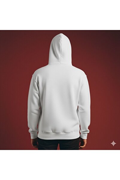 Etoile Studio Unisex White Oversized Hooded Sweatshirt Design Pizza