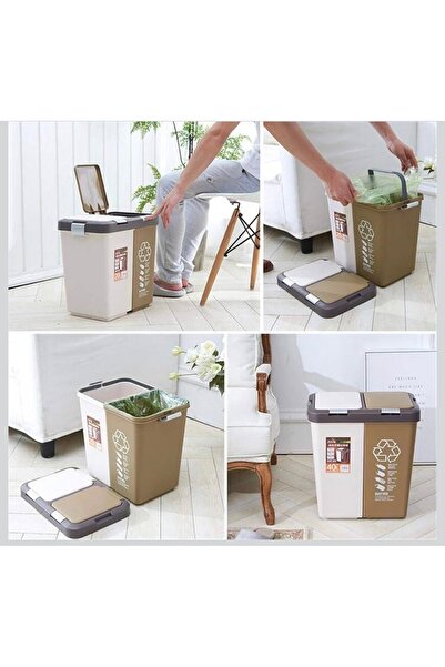 cc bin shihon Double waste and trash bin: The stylish and efficient solution for waste sorting with a 20-liter capacity.