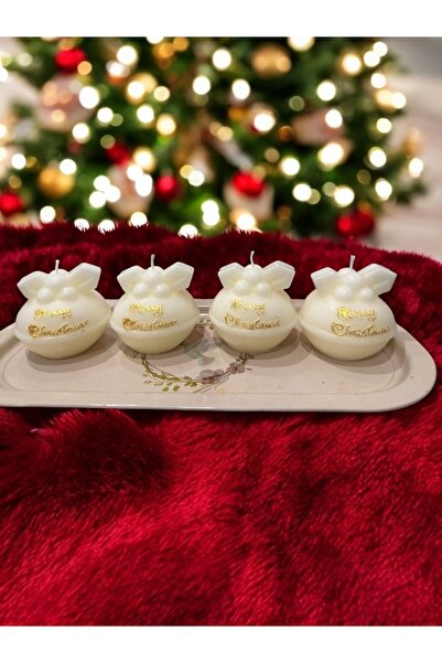 magnocandles 4 شموع كريسماس بيضاء مستديرة بقطر 7.6 سم وارتفاع 8 سم