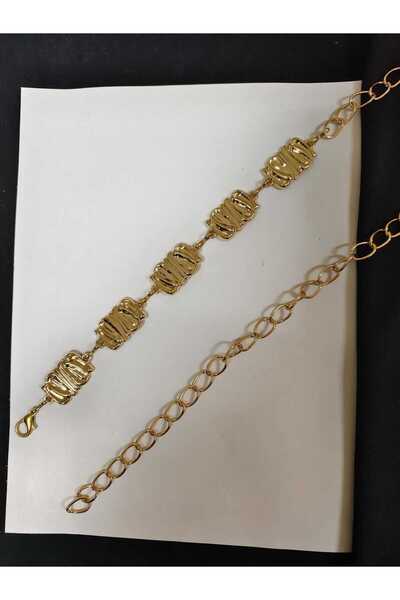 Maison La Femme Curea de damă ajustabilă cu detalii dreptunghiulare aurii, cu...