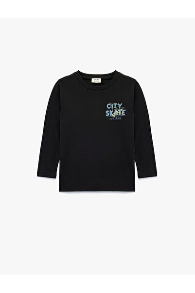 Koton Printed Long Sleeve Crew Neck Cotton T-Shirt