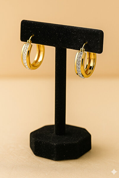 Z&T ACCESORIES أقراط حلقية مرصعة بأحجار الزركون