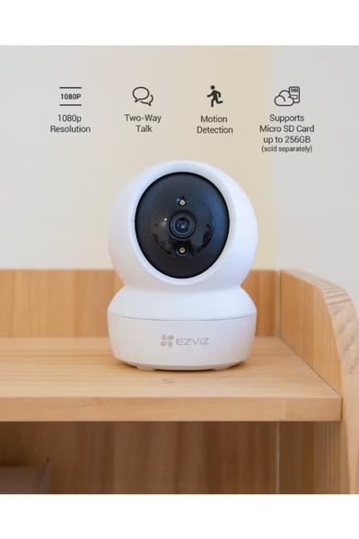 EZVIZ مجموعة من 2 كاميرا منزلية ذكية بدقة 2 ميجابكسل C6N مزودة بخاصية الكشف والتتبع الذكي وصوت ثنائي الاتجاه ورؤية ليلية