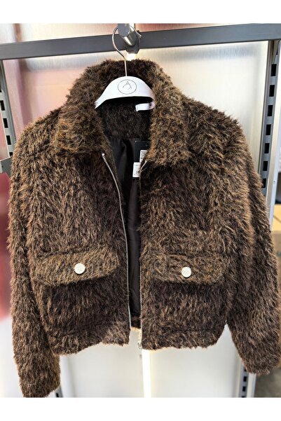İldies store Kürk ceket kahverengi yeni sezon