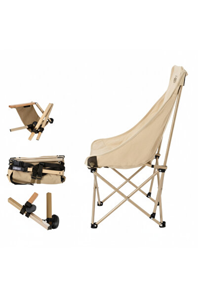 Urbanza Foldable Khaki Outdoor Camping Chair with Carry Bag | Lightweight Portable Chair for Travel & Picnic