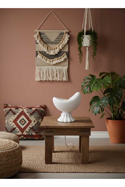 Dropcek eticaret Decorative Modern Rustic Table Lamp Warm Light Bedside Lampshade Led Night Light (Lamp Gift)