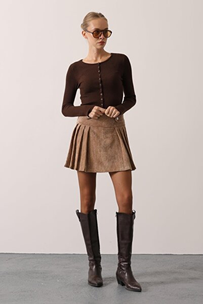 Secret Passion Lingerie Women's Button Detailed Velvet Mini Skirt 37181