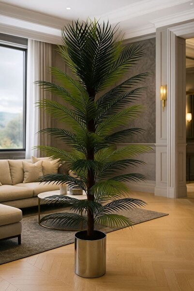 Altun Çiçekcilik YAPAY ( 180 CM ) AREKA AĞACI YAPRAKLARI LUX METAL SAKSI DAHI...