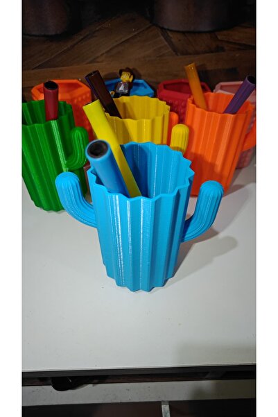 END Design Cactus Shaped Pen Holder |   4 Color Table Layout Accessory Made of Pla