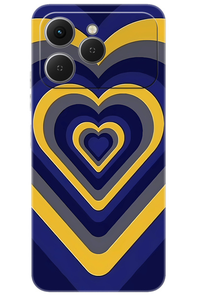 TECNO Spark 40 4G (KM5n) Uyumlu Kılıf Desen Baskılı Silikon Sarı Lacivert Kal...