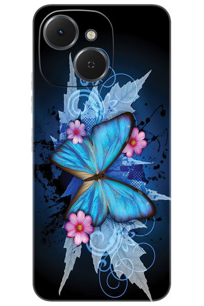 TECNO Spark 40C (KM4n) Uyumlu Kılıf Desen Baskılı Silikon Kelebek Resim STK:550 CP-eYDseNm