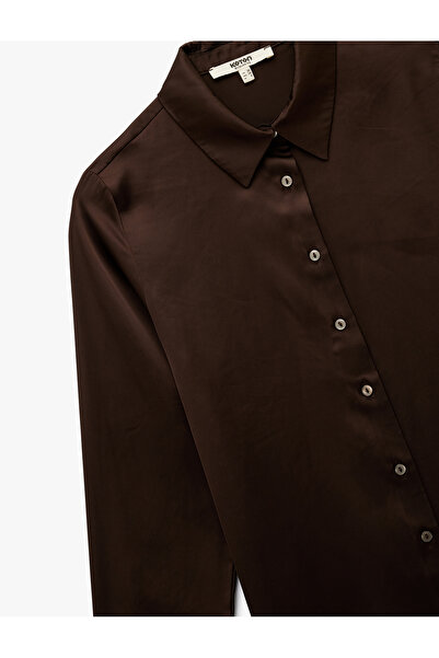 Koton Buttoned Classic Collar Long Sleeve Satin Shirt
