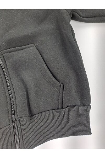 Butik Boys Girls Children Unisex Zippered Hooded Sweatshirt 3 Thread Ş Fleece-Lined Thick Winter Zippered Vest